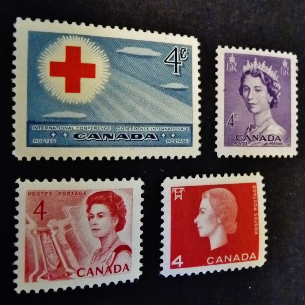 4 Early Canada 4 Cent Stamps