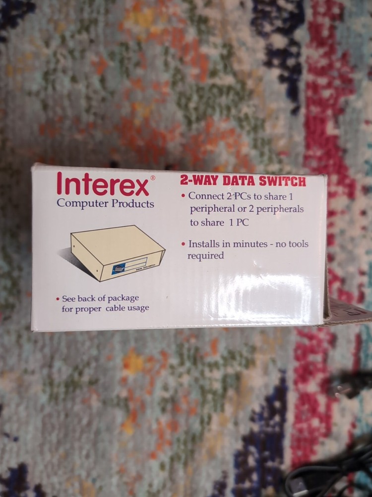 Interex 2 Way Data Switch Box w/ Rotary Dial Serial Device Printer