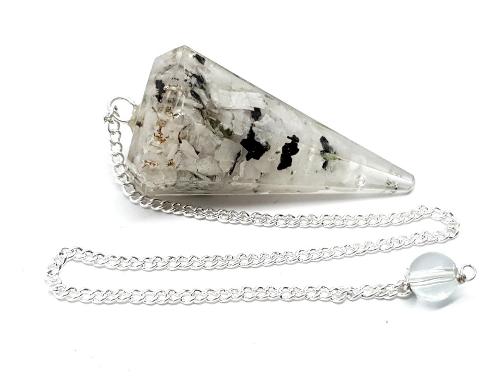 Pendulum Rainbow Moonstone Orgone Dowser Faceted Orgonite Crystal Dowsing