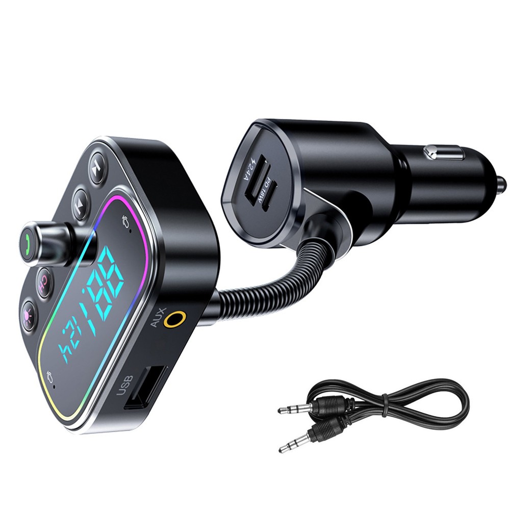 12-24V Car FM Bluetooth 5.0 Transmitter Adapter PD  3USB Charger AUX Hands-Free