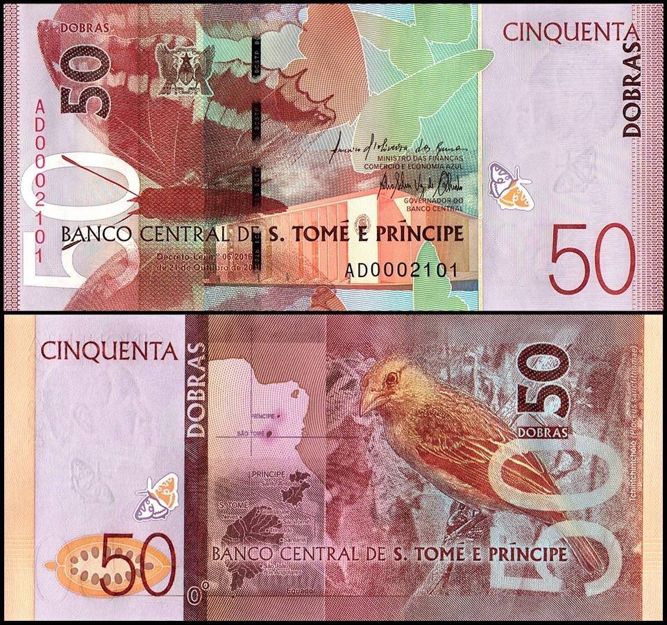 St. Thomas & Prince 50 Dobras, 2016, P-73, UNC