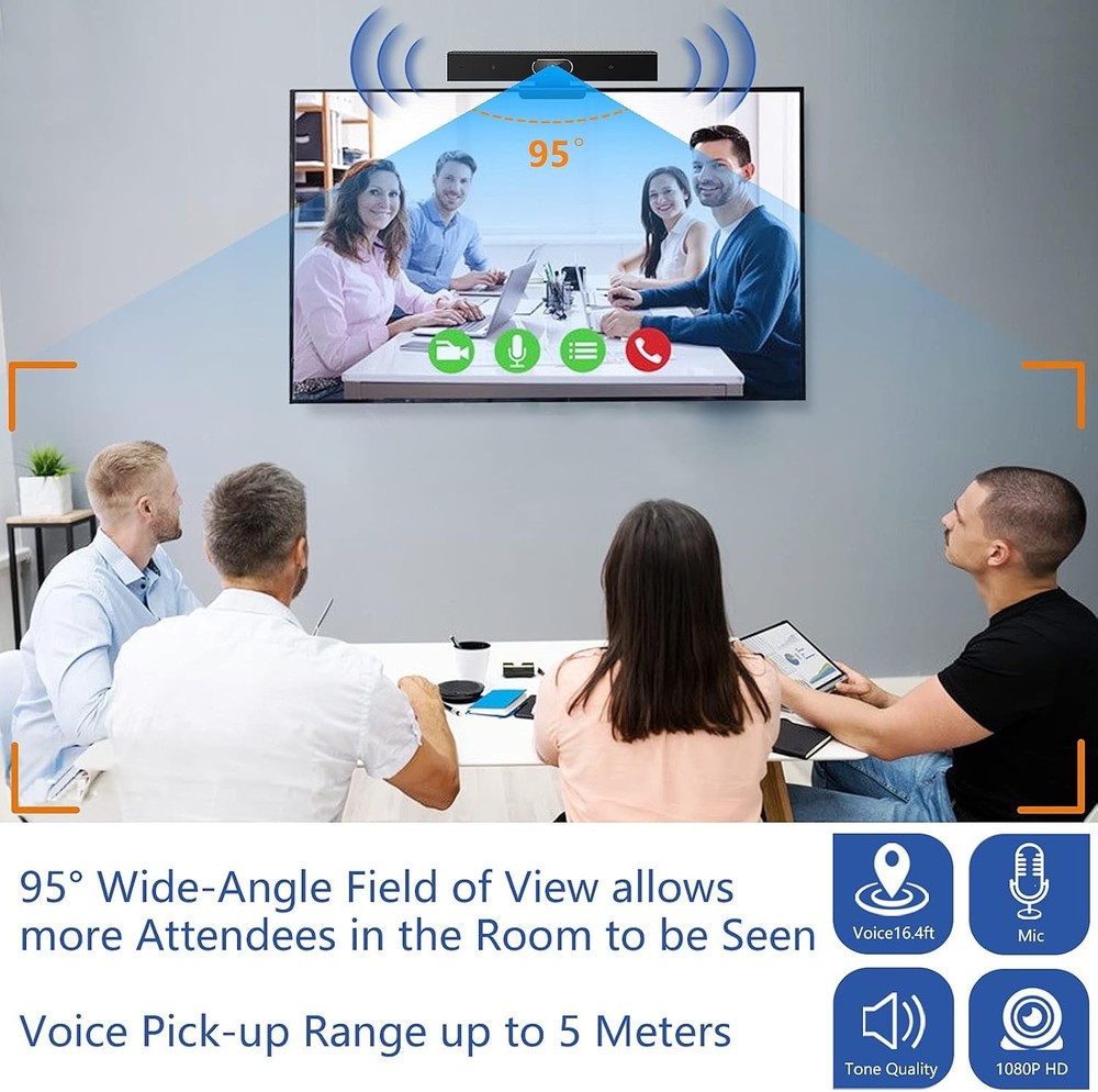 1080p Webcam with Mic Speaker Conference Room Camera