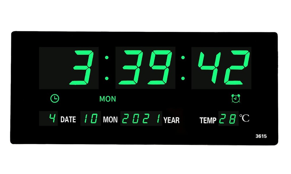 14.1 Inch Oversized LED Digital Wall Clock with Indoor Temperature, Seconds, ...