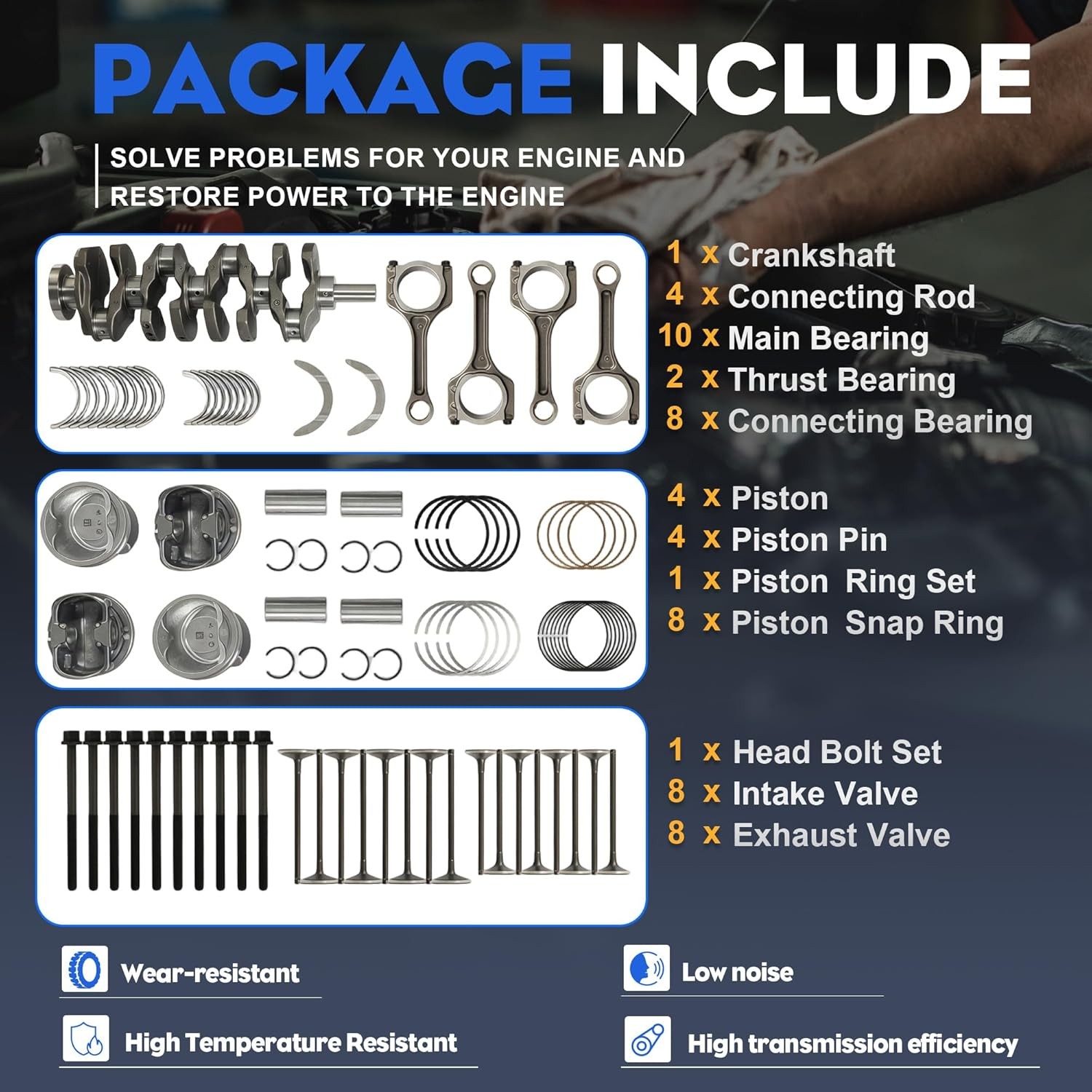 G4KJ 2.4L Engine Overhaul Rebuild Kit w/ Crankshaft Rods Timing For Hyundai KIA