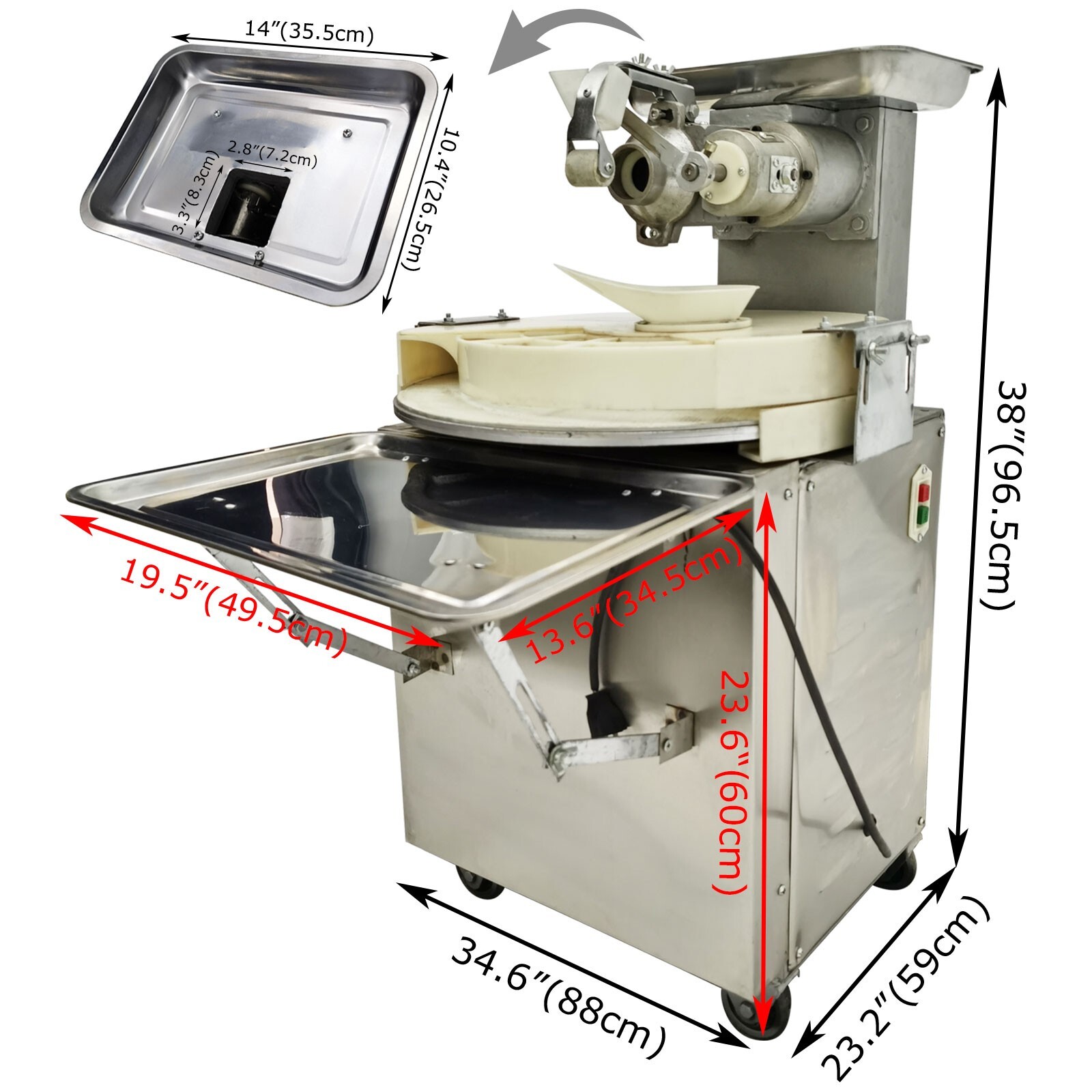 USED  BD-MTJ 110V 1.5KW Automatic Dough Divider Rounder 105-155g Stainless Steel