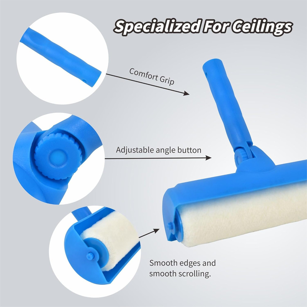 10 Inch Ceiling Paint Roller with Shield Roller and Shield with Adjustable Head
