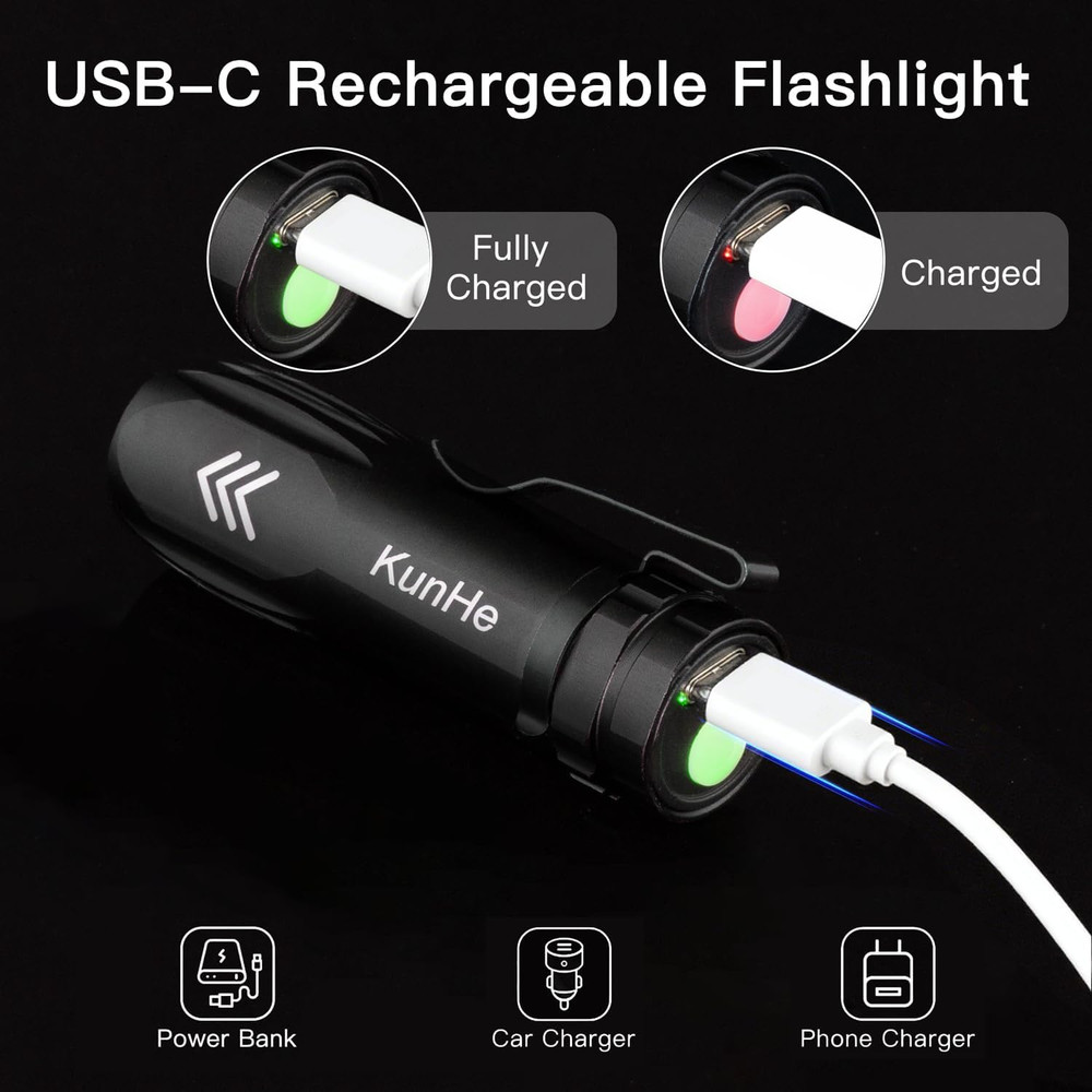 5 Pack Mini Flashlight Rechargeable Bulk USB-C Small High Lumen Flashlight Clip-