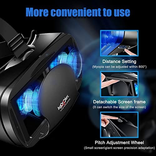 Adjustable 3D VR Headset with Controller - HD Virtual Reality Glasses for 5-7" P