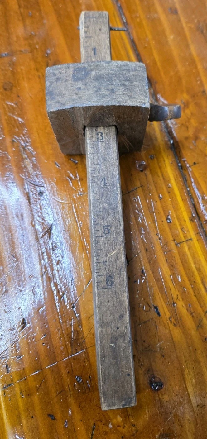 Vintage Wood Carpenter Scribe Mortise Marking Gauge Tool Woodworking