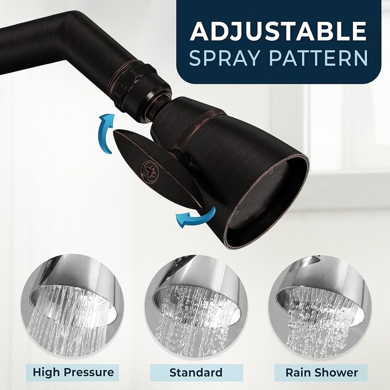 High Pressure Shower Head Adjustable Spray Solid Metal Easy Installation New