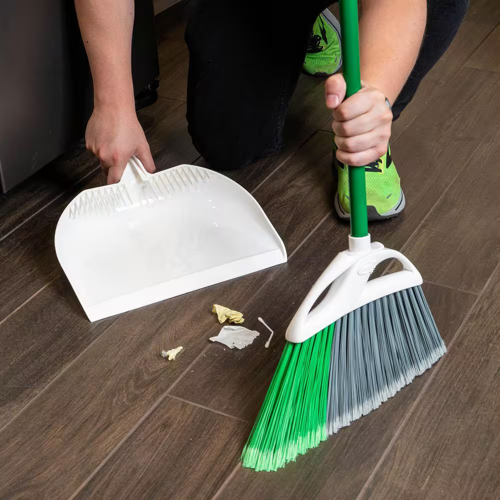 Large Precision Angle Broom with Dustpan (4-Pack)