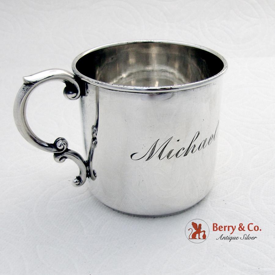 Vintage Childs Cup Scroll Handle Watson Sterling Silver