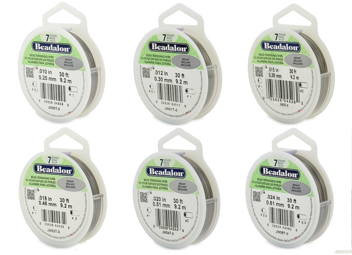 Beadalon Bead Stringing Wire 7 strand 30 thru1000ft Sizes.010 thru.026 13COLORS