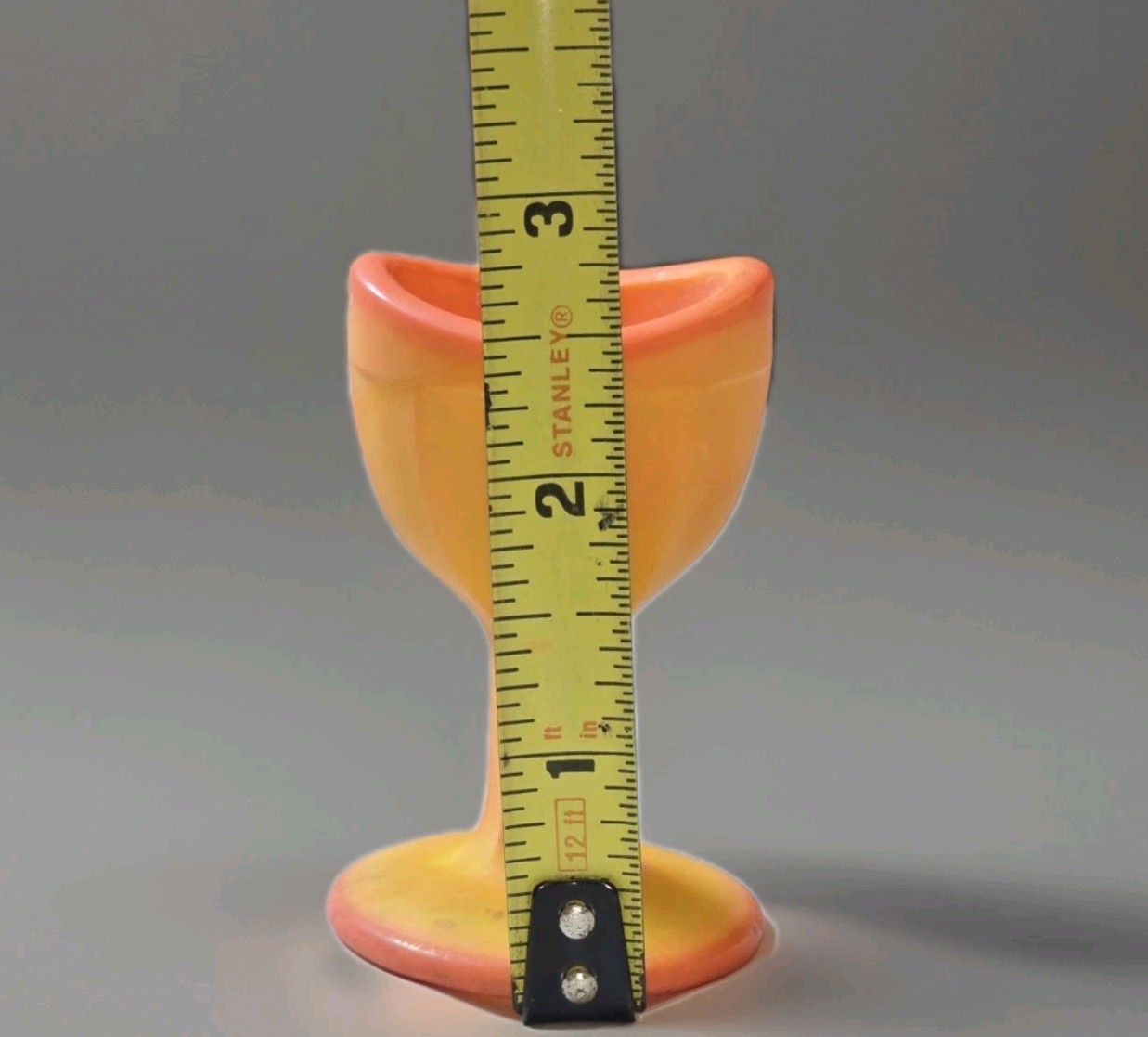 VINTAGE UV REACTIVE SLAG Glass ORANGE SWIRL Ribbed Design Eye Wash Cup by ROSSO