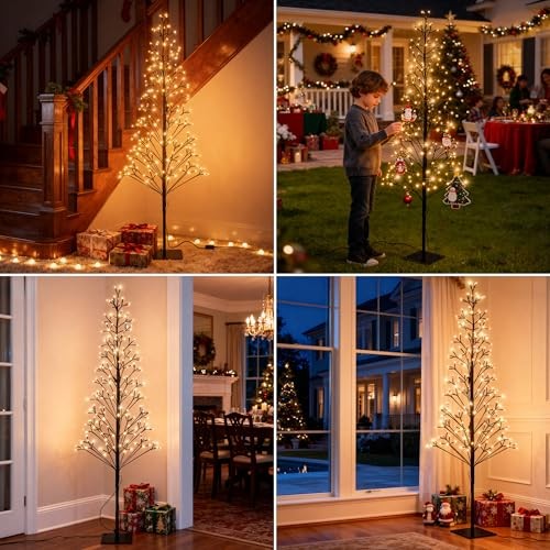 4.9 FT Outdoor Artificial Tree with Lights - String Lights - Warm White