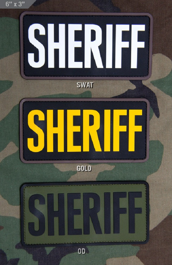 Morale Patch - Milspec Monkey - SHERIFF - 6 " x 3 " - Large Size - SWAT - PVC