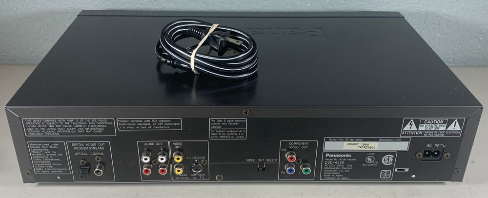 Tested WORKS! Panasonic DVD-A120 DVD CD VCD Player No Remote