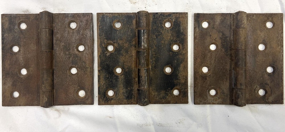 Three Rustic Hinges 4 In X 3 3/4 Gate / Barn Door Hinges