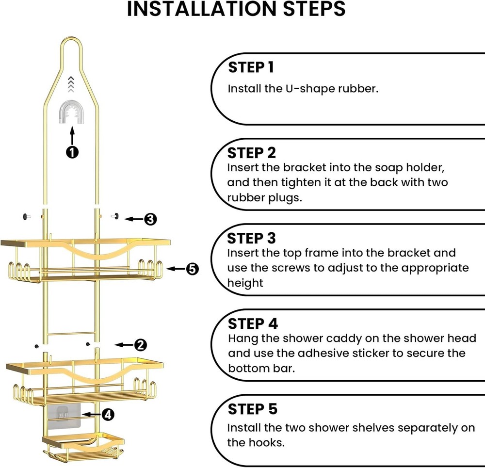 Shower Caddy Hanging Adjustable Shower Caddy, Rustproof Shower Organizer Exte...