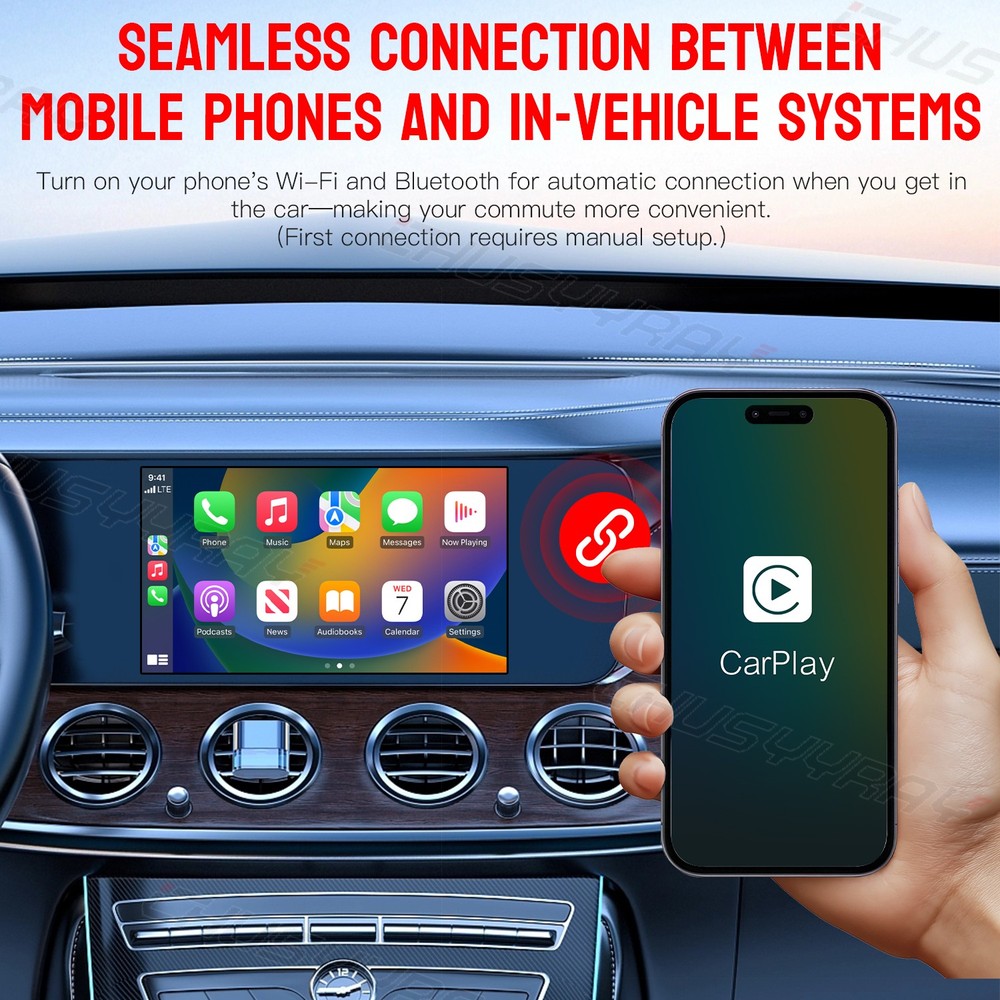 2-in-1 Wireless CarPlay Adapter Plug&Play USB Mirroring Screen for iPhone iOS10+