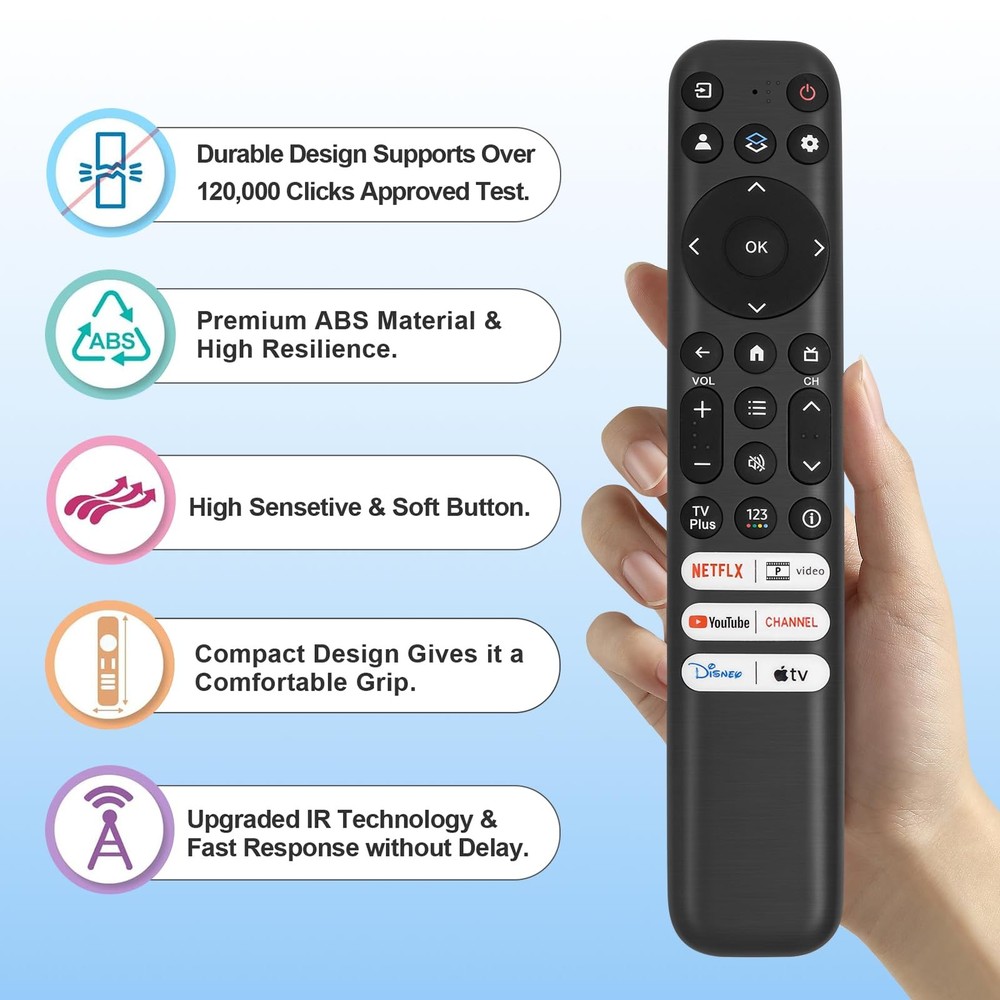 Replacement for TCL Google TV Remote Control,RC813 Compatible Balck
