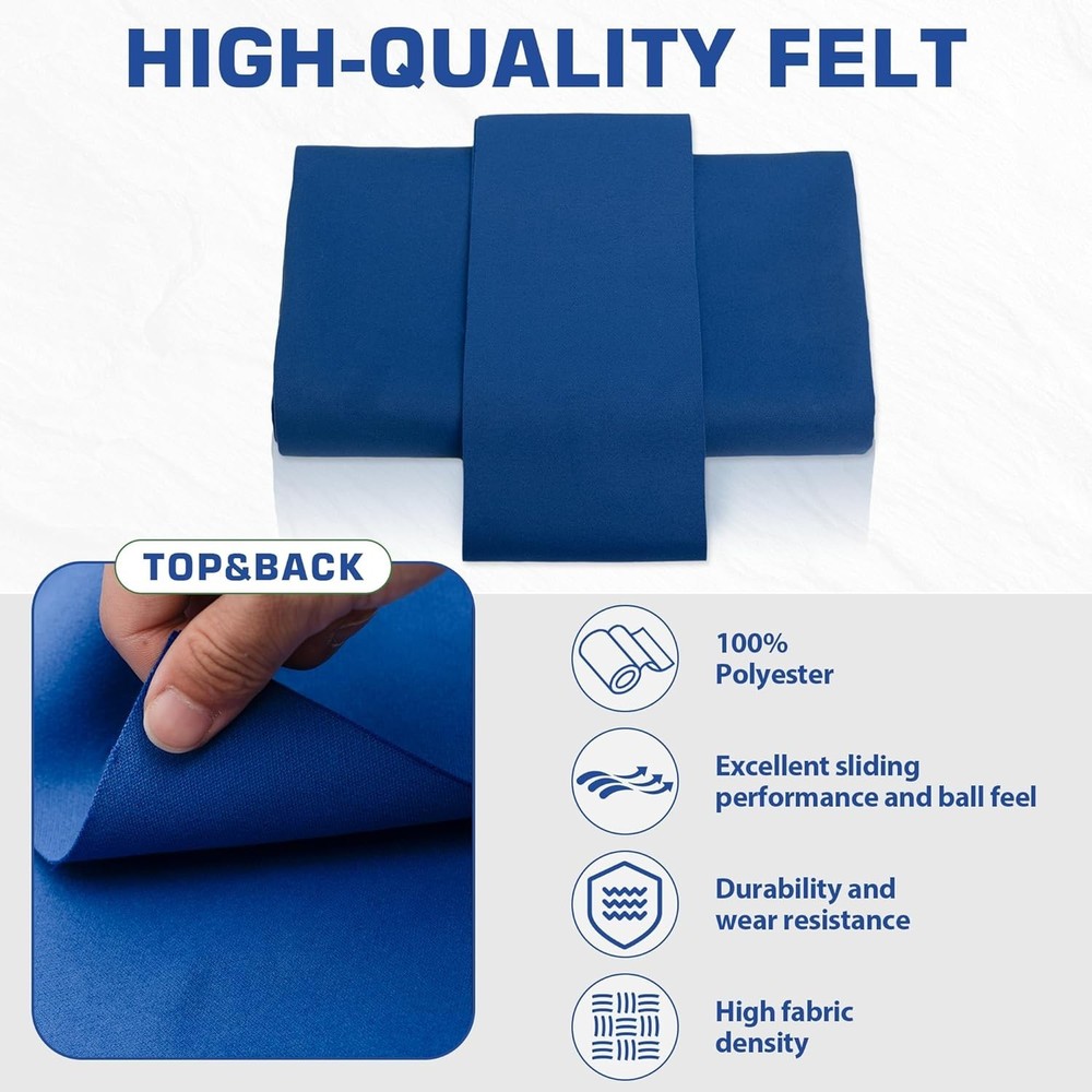 8FT Pool Table Felt Replacement Kit with 6 Cloth Strips & Staple Puller