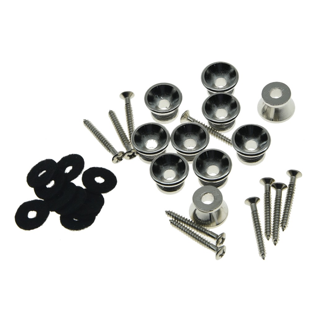 KAISH 10x Chrome Guitar Strap Pins Guitar Strap Knobs Buttons End Pins
