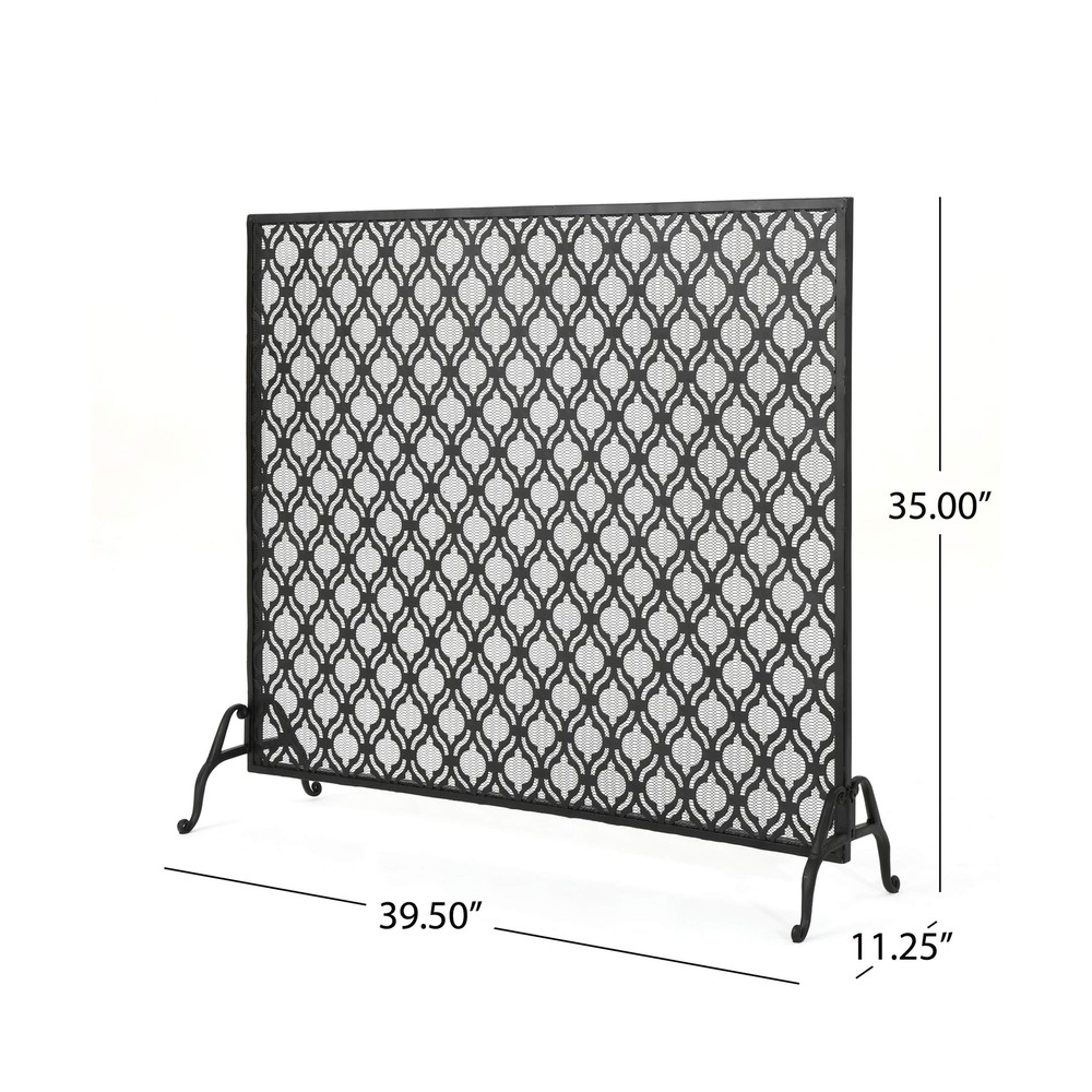 Christopher Knight Home Elmer Single Panel Iron Fireplace Screen, Black