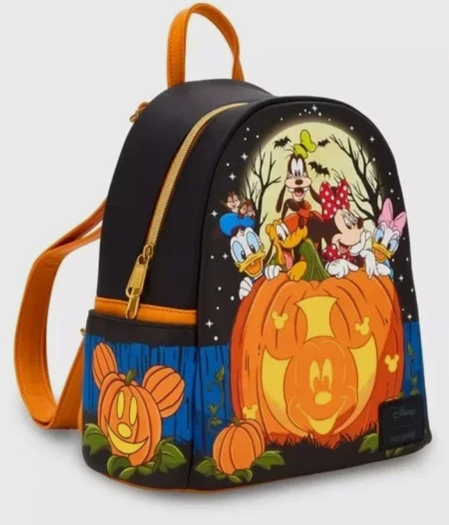 Loungefly Mini Backpack MICKEY & FRIENDS PUMPKIN Glow In Dark Halloween Black