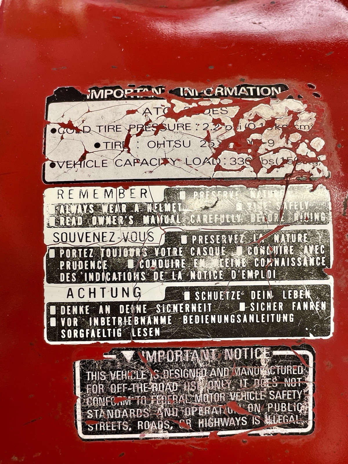 1985-87 Honda ATC 250ES Big Red Gas Fuel Tank OEM W/ KEIHIN Petcock Rust Free