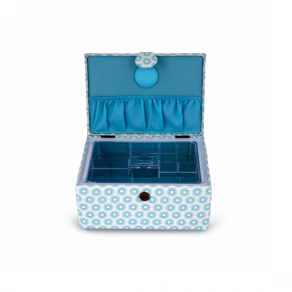 Dritz Rectangular Small Sewing Basket Retro Blue