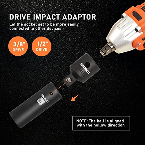 48-Piece 3/8" Drive 6-Point Impact Socket Set SAE and 3/8“ Socket Set
