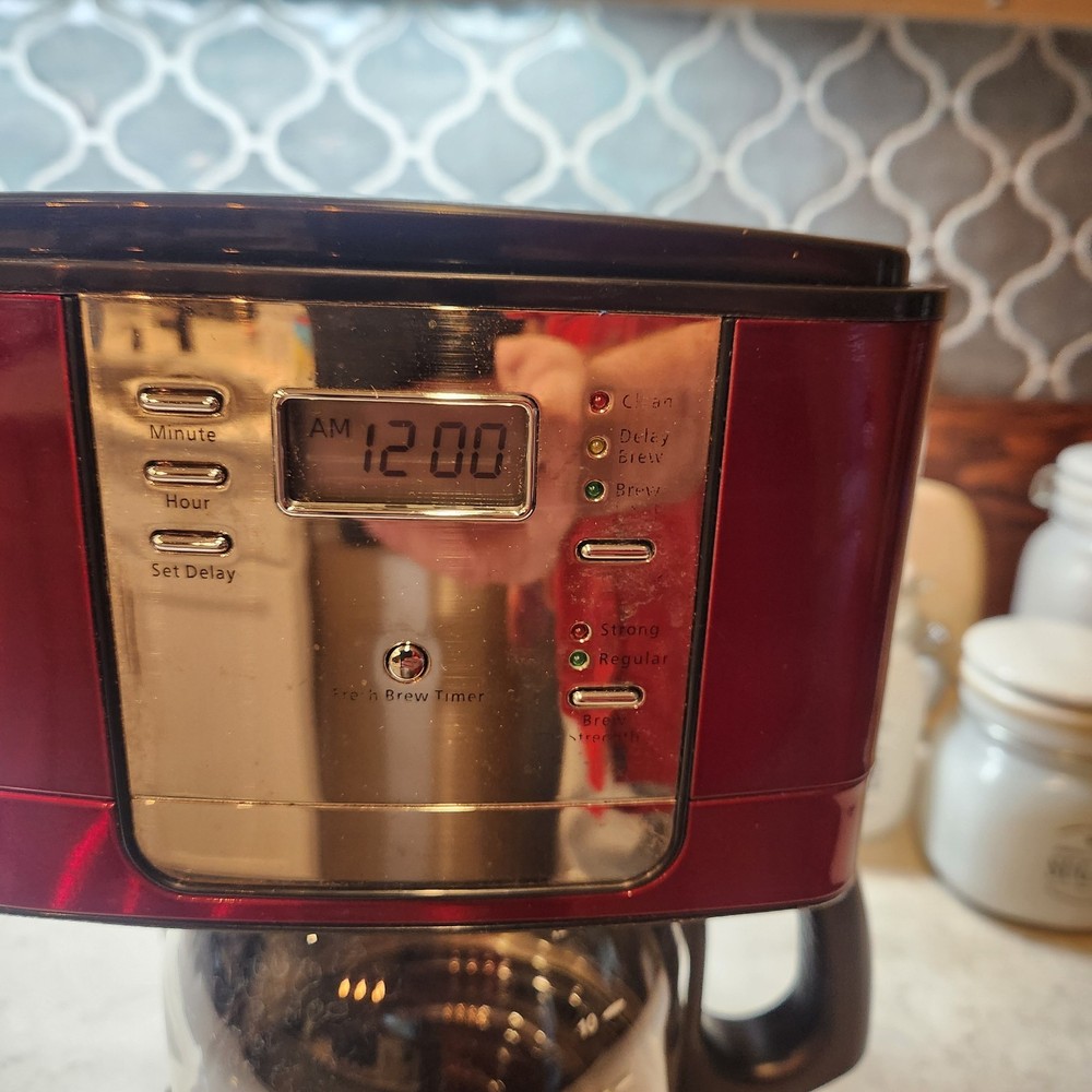 Mr Coffee 12 Cup Programmable Coffee Maker Red Metallic BVMC-TJX36