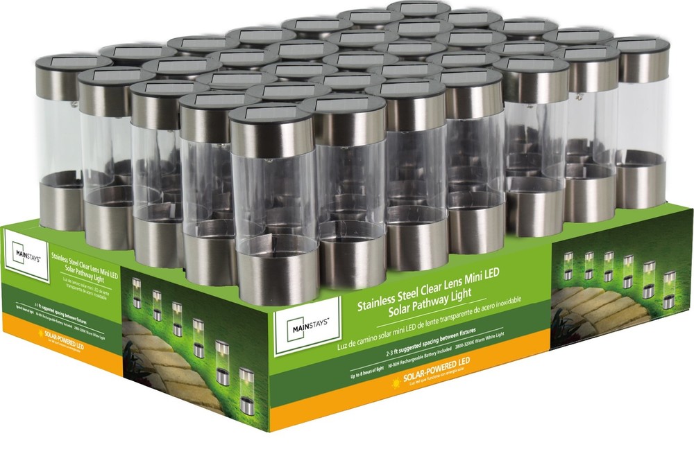 (5 pack Stainless Steel Solar Powered Mini Bollard Path Light