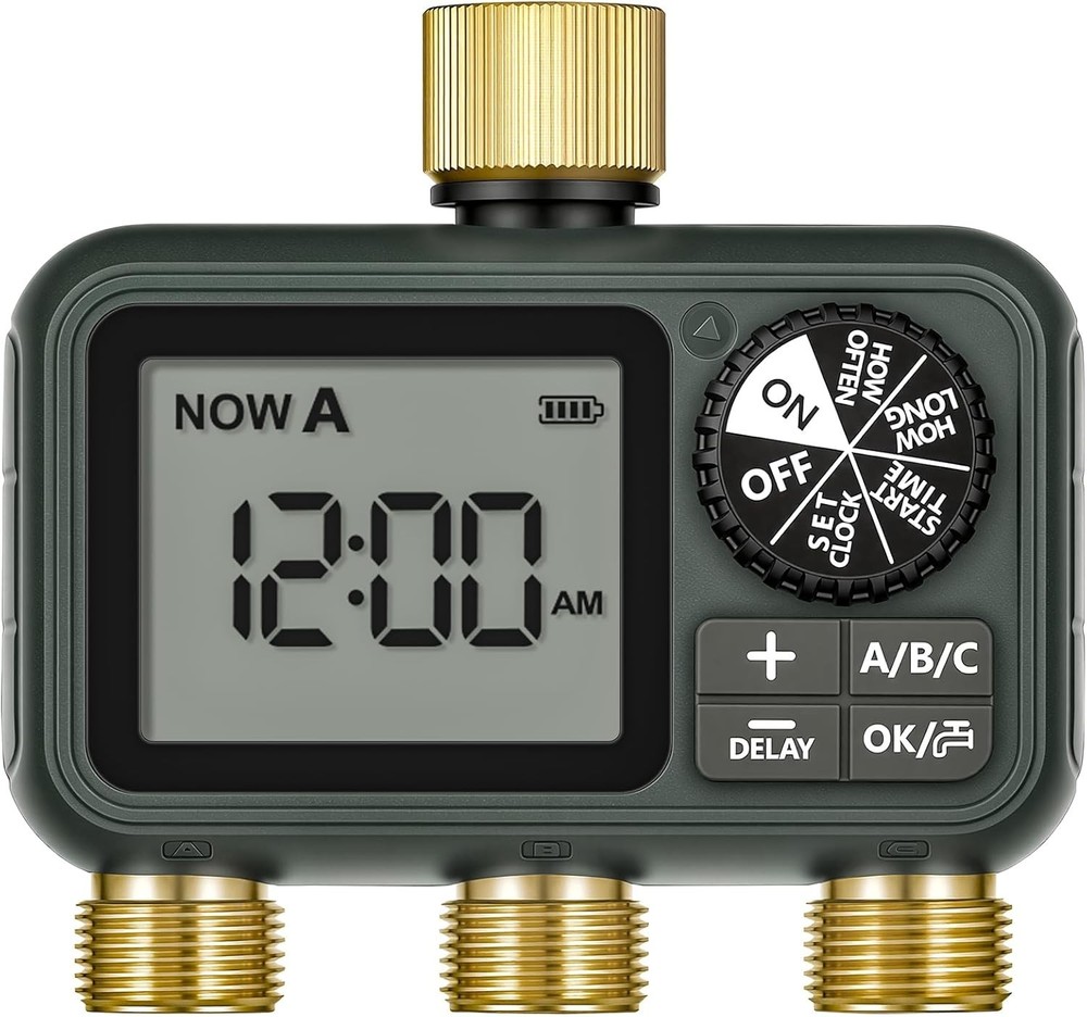 Brass 3 Outlet Programmable Garden Hose Timer Watering System Yard Lawn