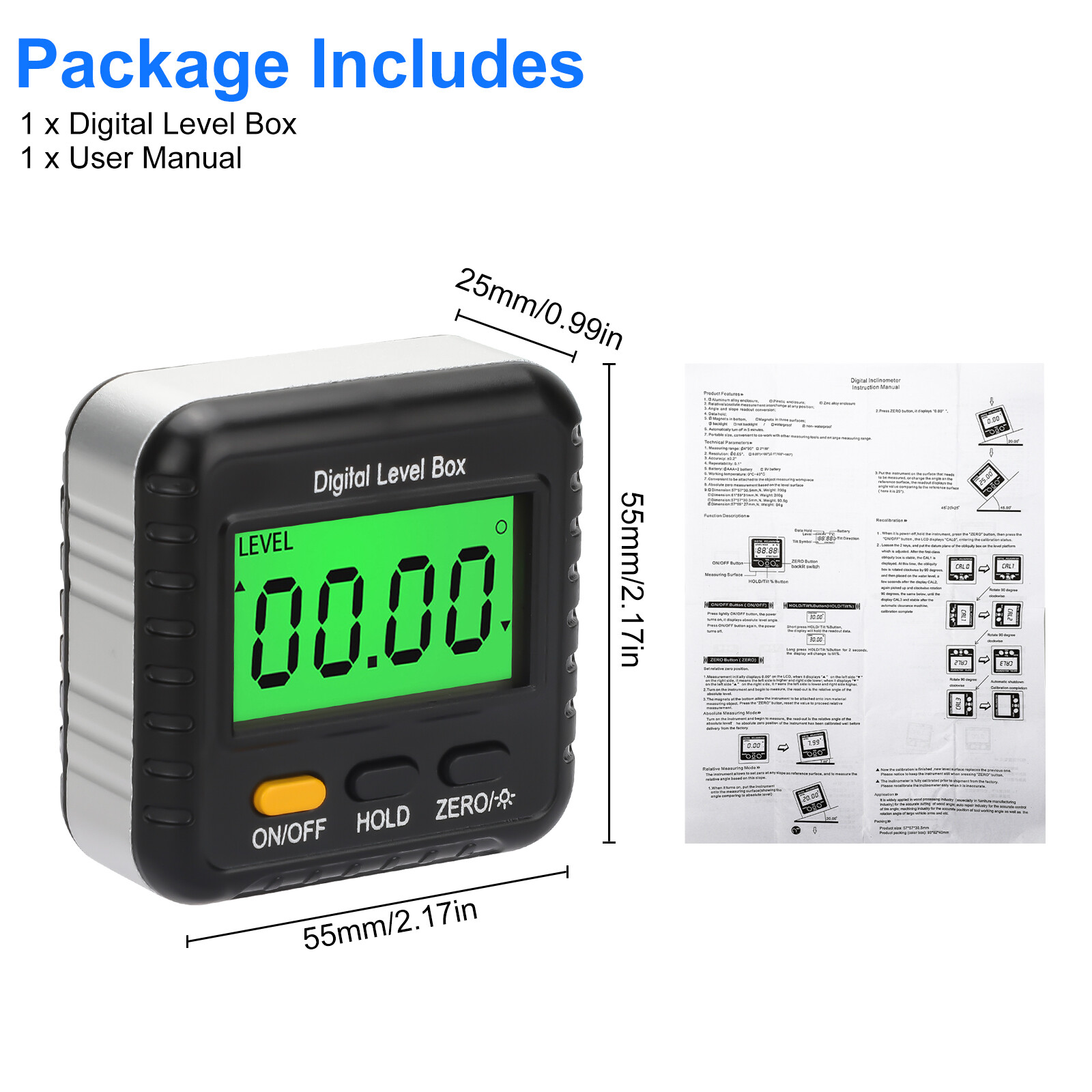 LCD Magnetic Digital Level Box Gauge Angle Meter Finder Protractor Inclinometer