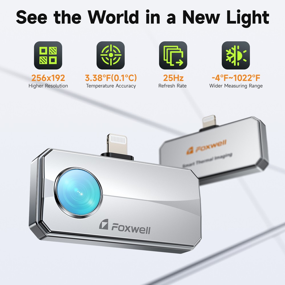 FOXWELL Mini Thermal Imaging Camera For Android/PC High Resolution 256x192 IR