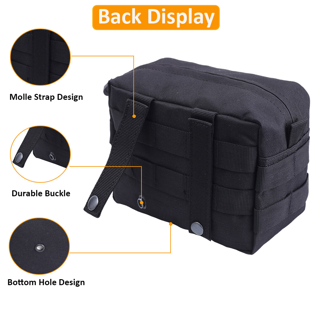 2pcs Tactical MOLLE Admin Pouch EDC Multi-Purpose Utility Tools Waist Bag Black