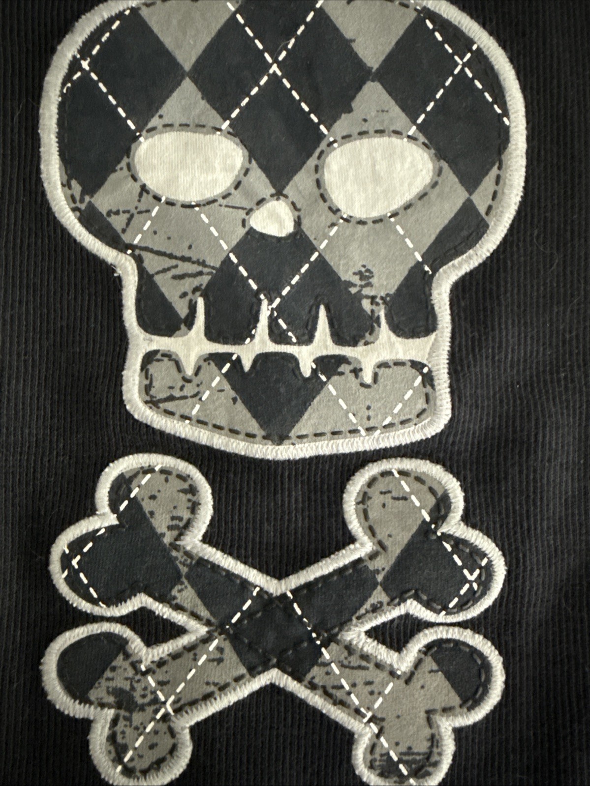 Gymboree Boys Skull Black & Gray Patch Embroidered Long Sleeve T-Shirt Sz 5 NWT