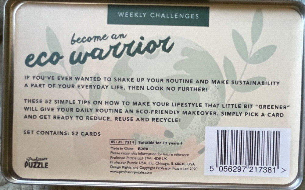 Eco Warrior Weekly Challenges Kit 52 Sustainability Tips & Trips