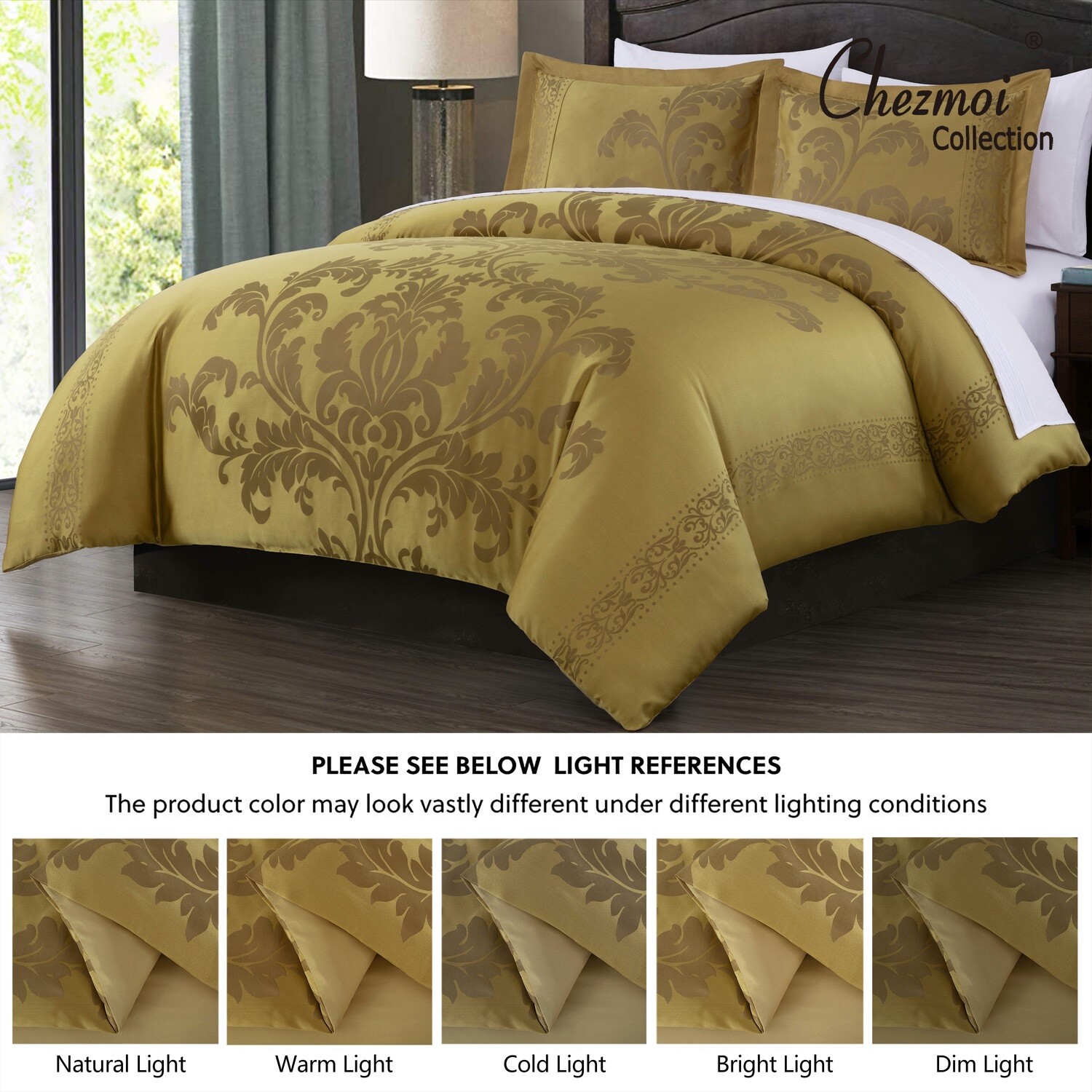 Chezmoi Collection 7-Piece Luxury Jacquard Floral Bed in a Bag Comforter Set