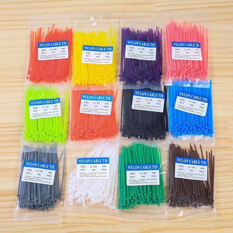 1200 Pcs Mixed Colored Zip Ties, 4 Inch Multicolor Self-Locking Nylon Cable Zip