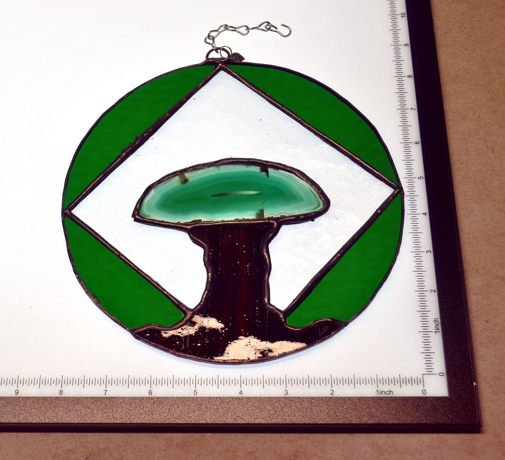 Agate Tree Stained Glass Panel Sun Catcher (#0033)