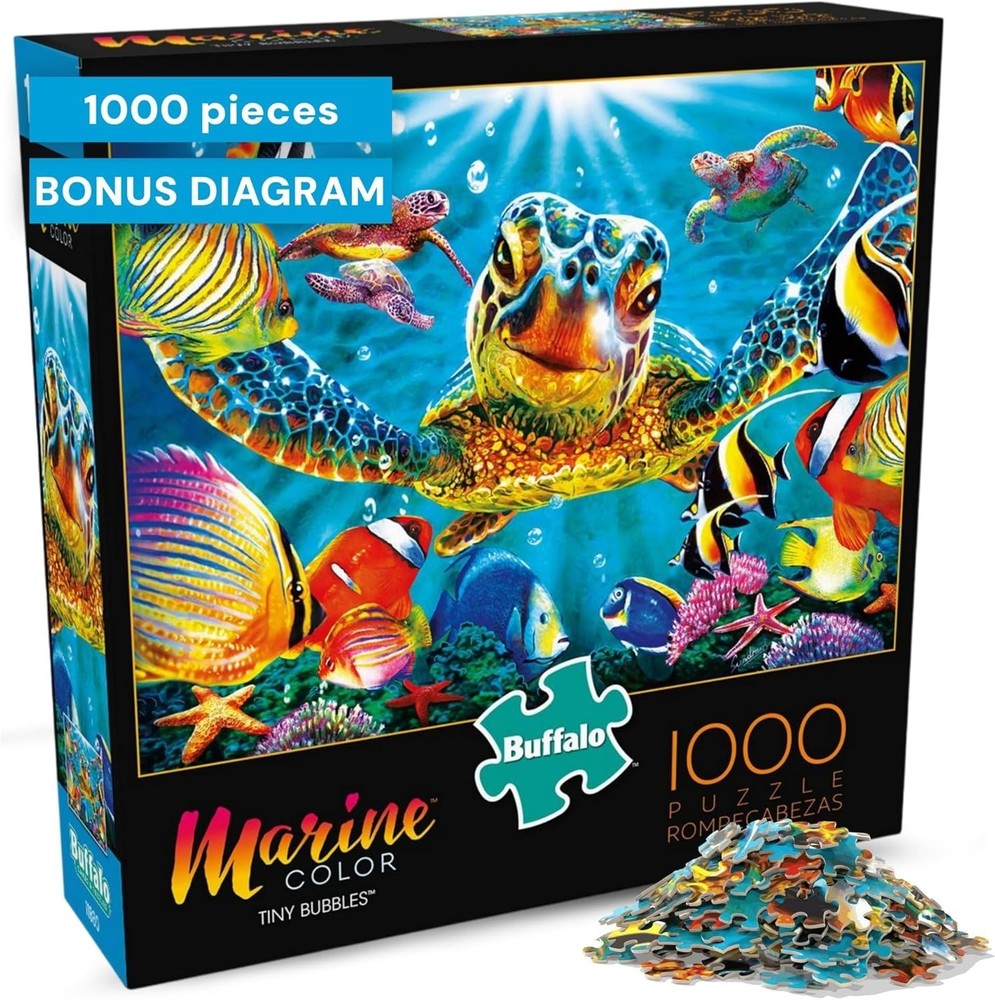Tiny Bubbles Ocean Scene - 1000 Piece Jigsaw Puzzle with Bonus Reference Poster