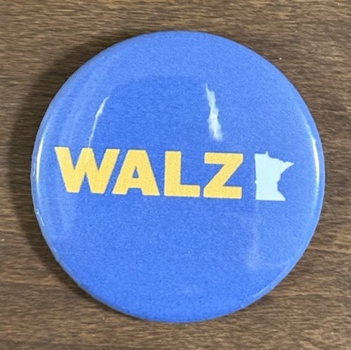 Tim Walz For Governor Button. 2.25inches