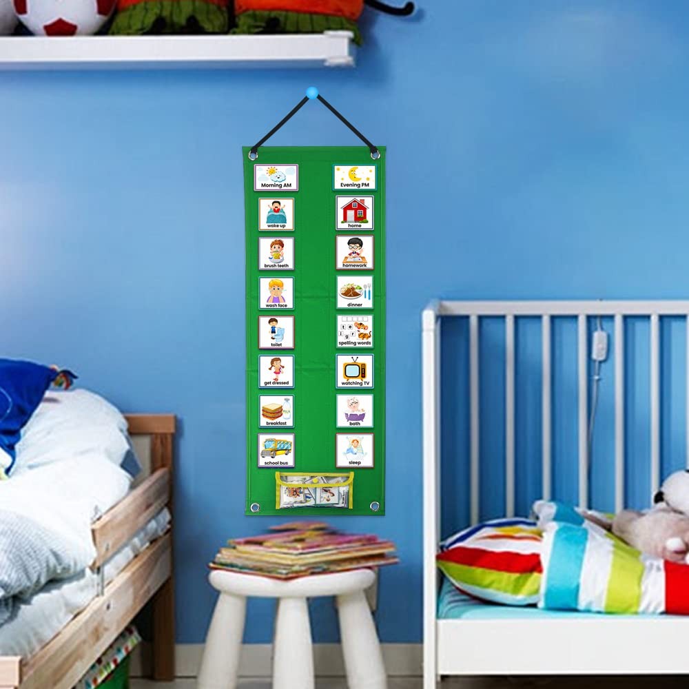 Visual Schedule Chart for Kids - Daily Routine & Autism Learning Tool Green