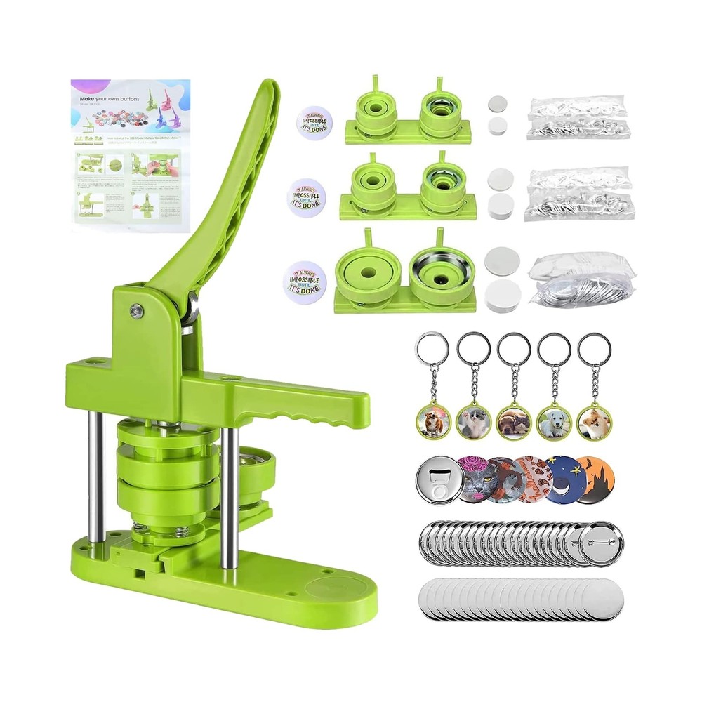 Button Maker Machine Multiple Sizes 330 Sets, Pin Maker 1''+1.25''+2.25'' But...