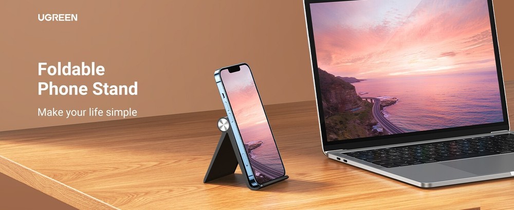 Foldable desk Stand for iPhone Cell Phone Tablet Non-Slip Rubber Pad Adjustable