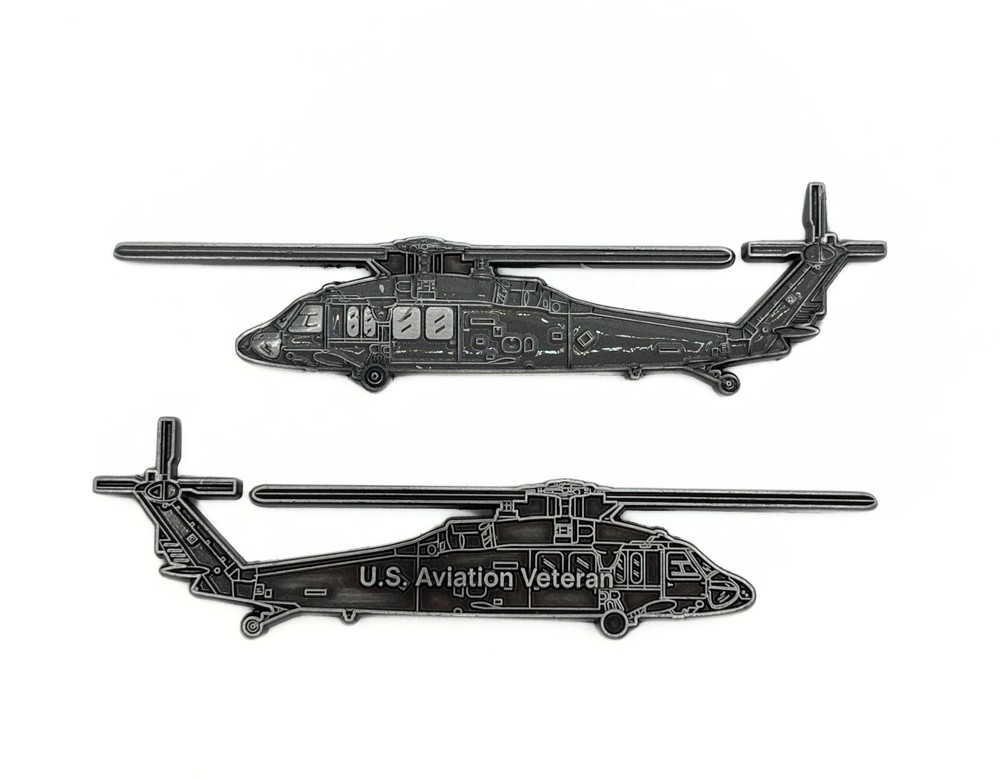 Army Aviator Veteran - Blackhawk Shaped Challenge Coin