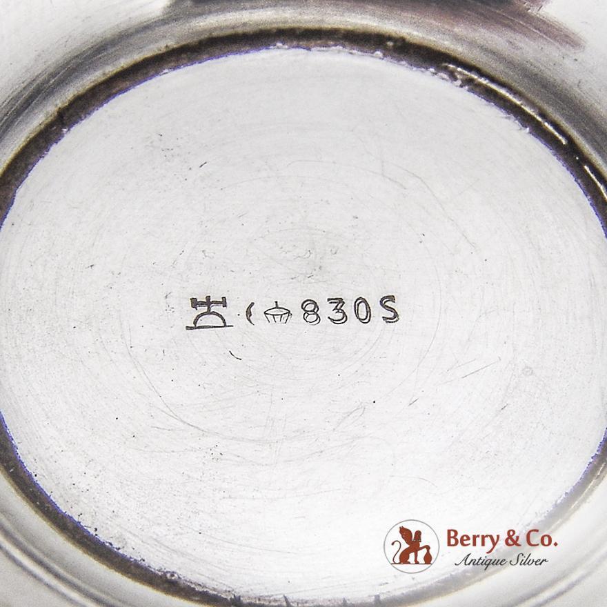 German Tea Strainer Underplate Set 830 Silver 1920